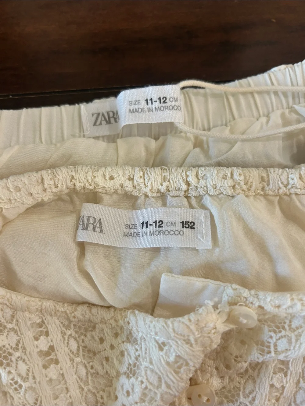 Zara Cream Lace Cropped Top and Skirt Set